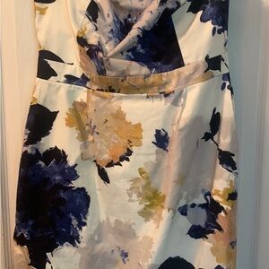 J. Crew Strapless Dress in Blue and Cream Floral